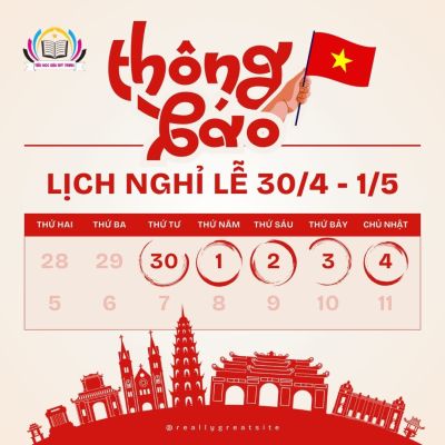 THÔNG BÁO NGHĨ LỄ 30-4 , 1-5